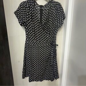 Cotton On Black Mini Wrap Dress with White Floral Print